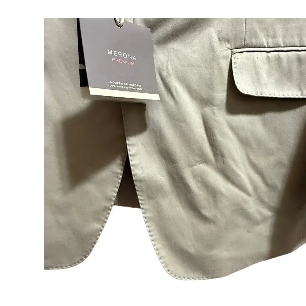 Merona Premium Relaxed Fit 100% Fine Cotton Twill Suit Jacket - Size 42R - NWT